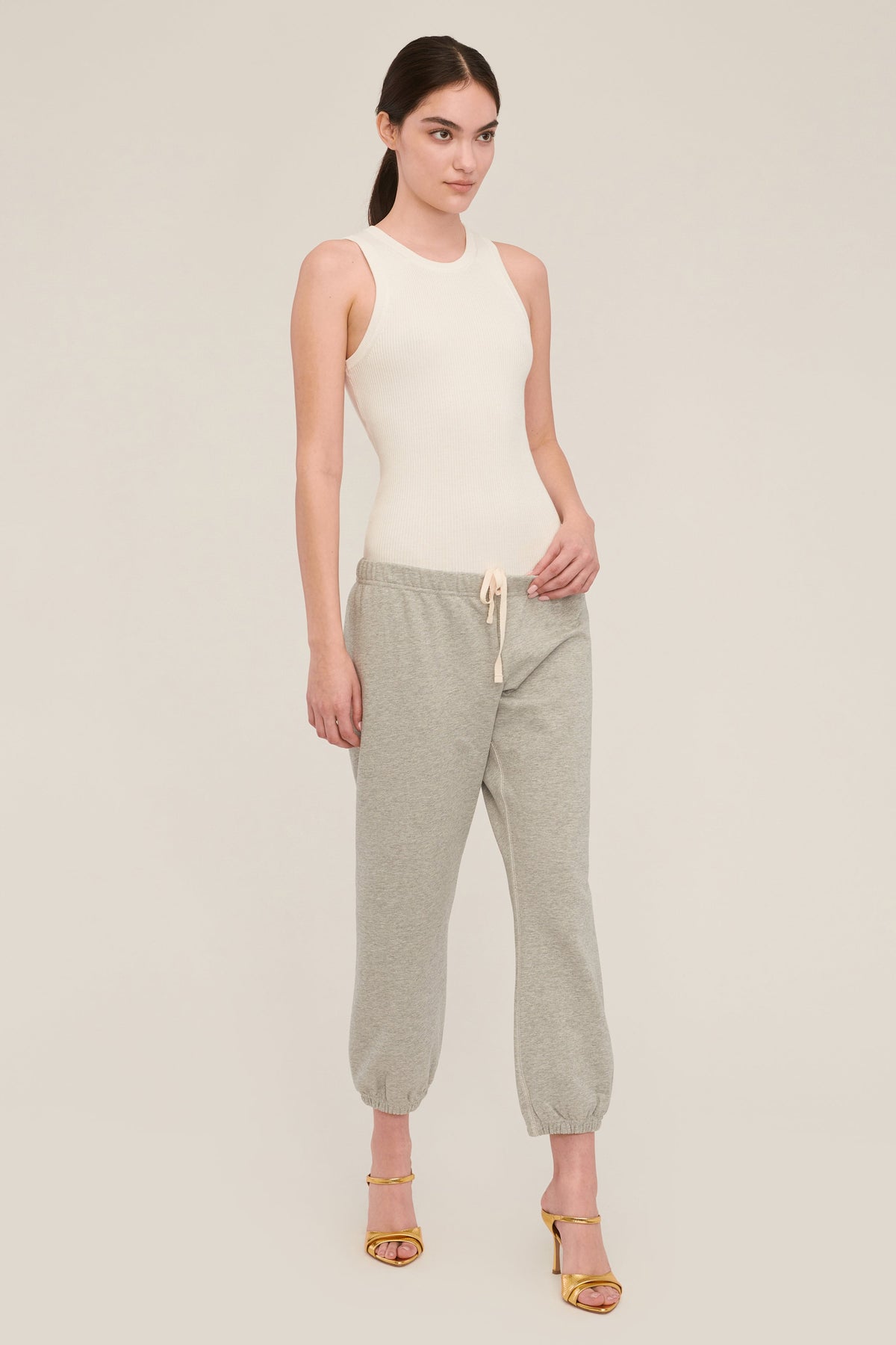 Blaine Low Rise Cropped Sweatpant in Heather Grey | MARISSA WEBB