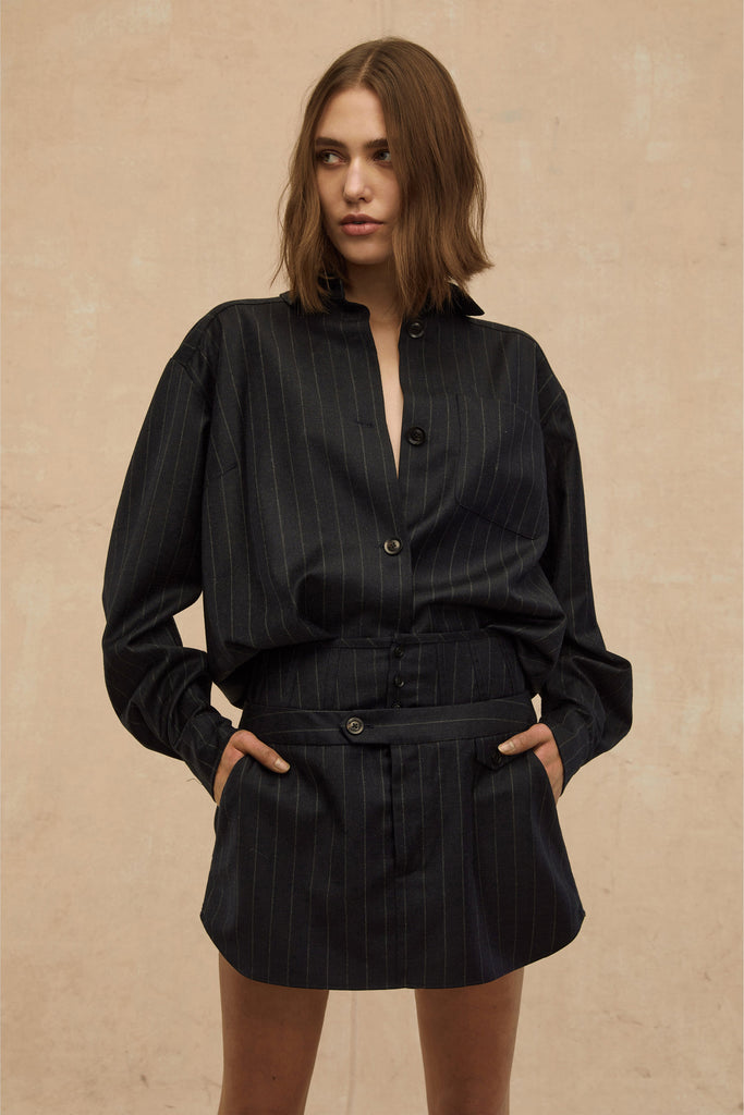 Lou Pinstripe Shirt Jacket