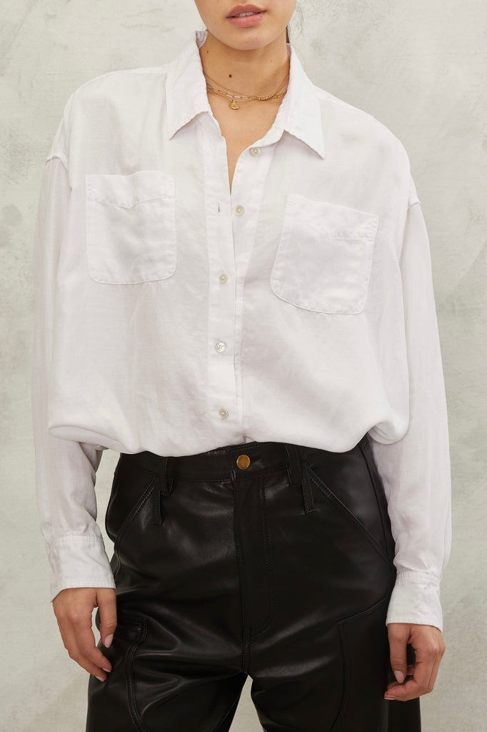 Davie Washed Cupro Button Down in White