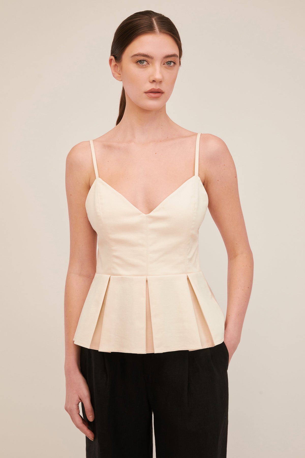 Emily Pleated Peplum Top | MARISSA WEBB