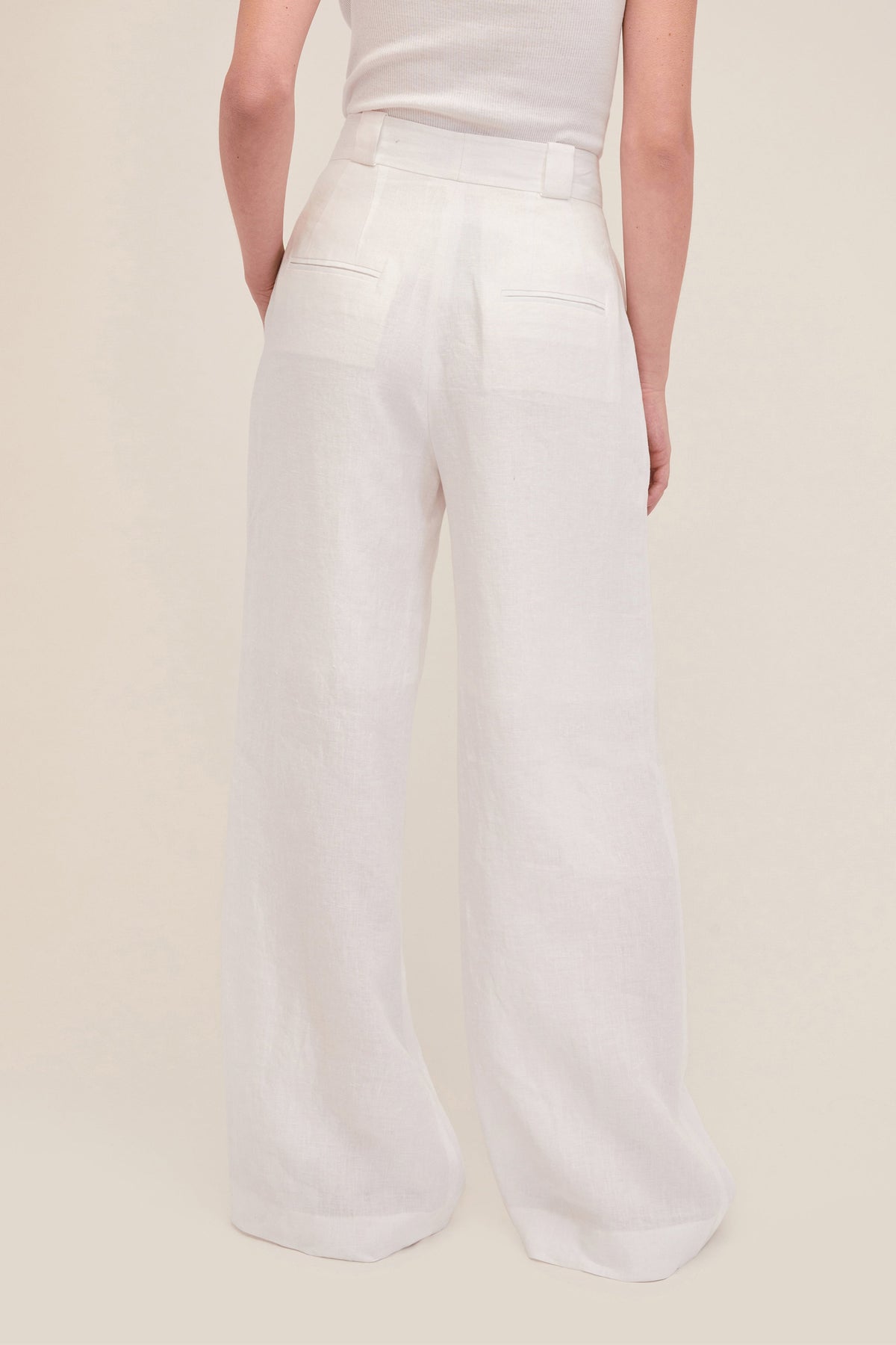 Solea Linen Wide Leg Trouser in White | MARISSA WEBB