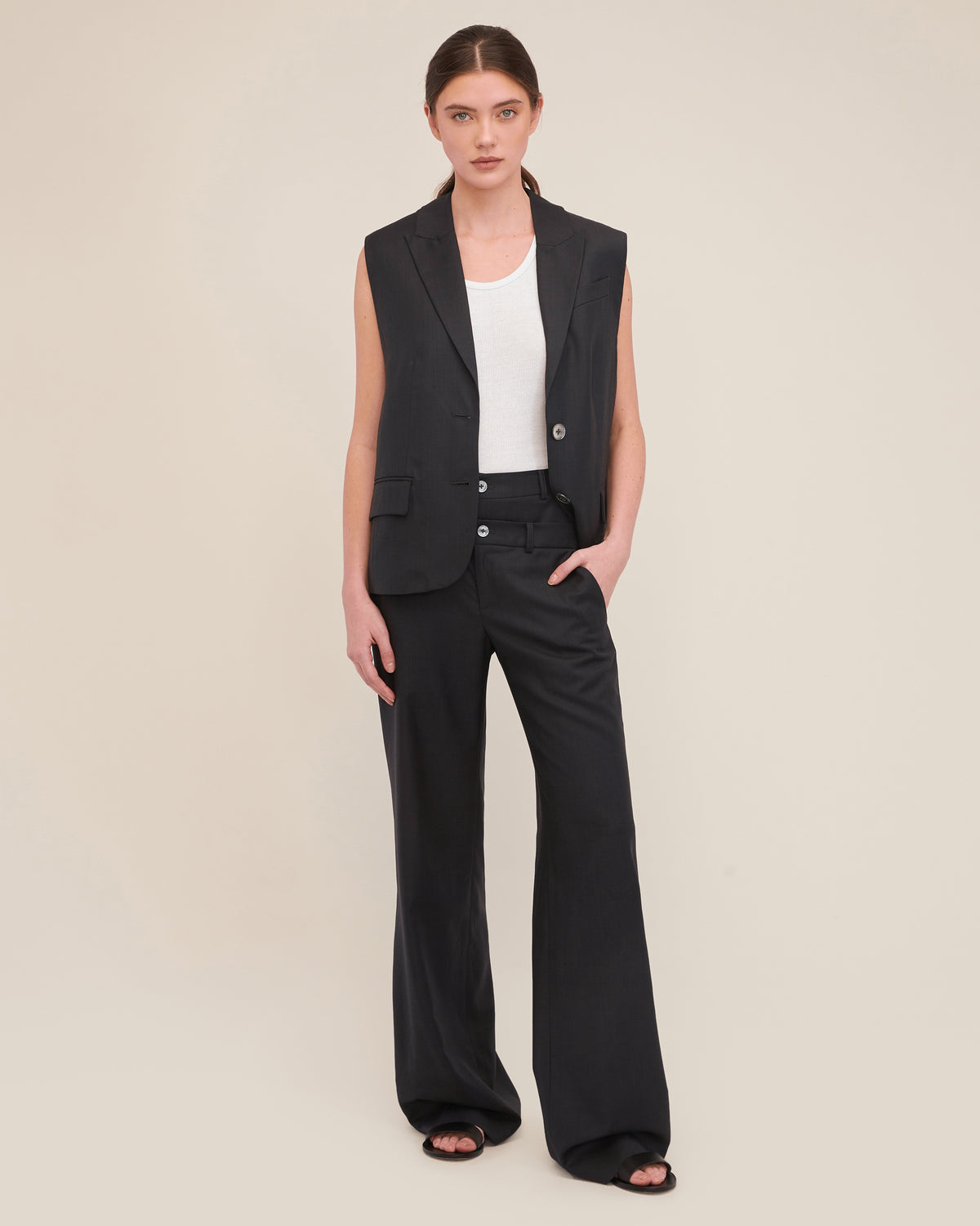 Obie Asymmetrical Double Waist Trouser | MARISSA WEBB