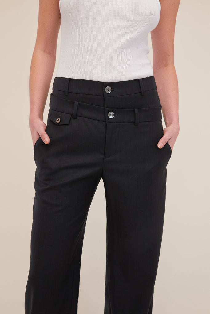 Obie Asymmetrical Double Waist Trouser | MARISSA WEBB