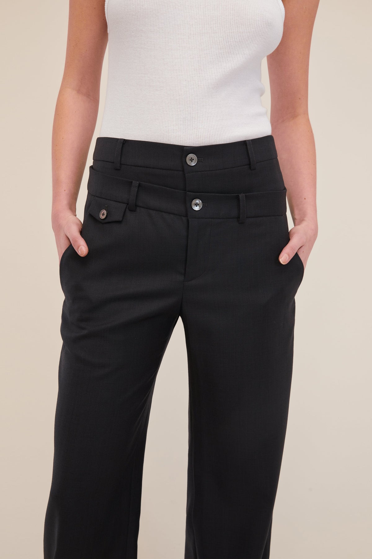 Obie Asymmetrical Double Waist Trouser | MARISSA WEBB