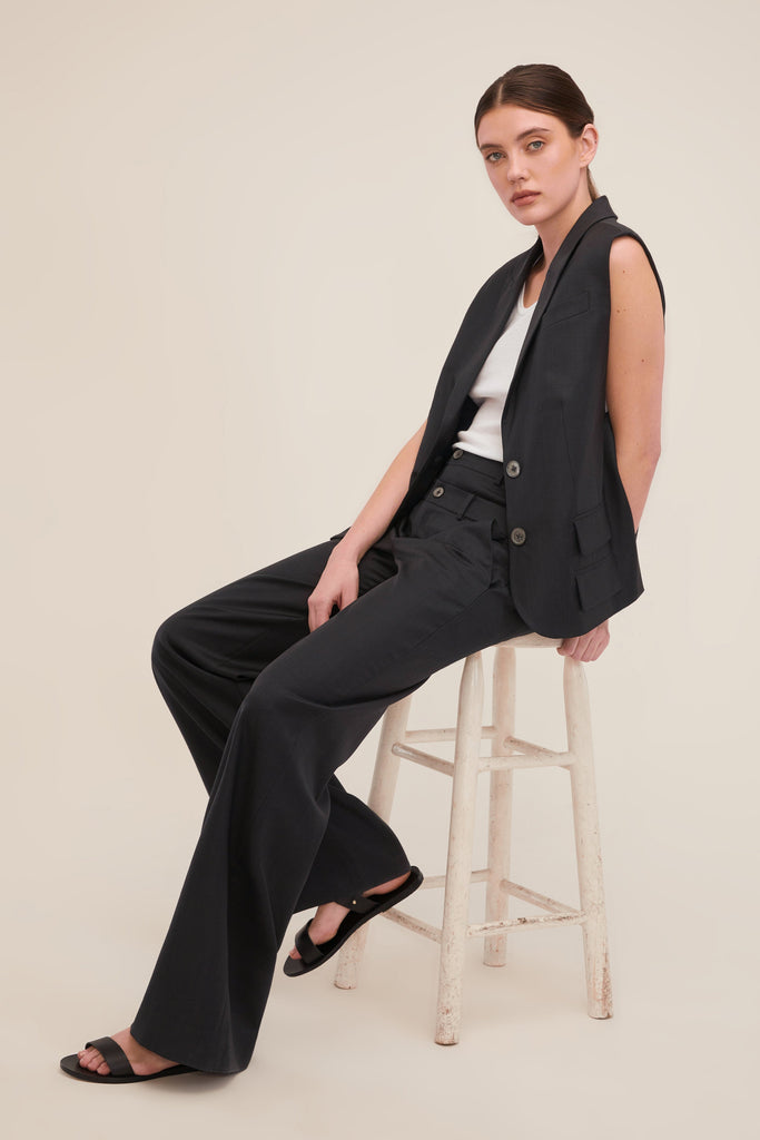 Obie Asymmetrical Double Waist Trouser | MARISSA WEBB