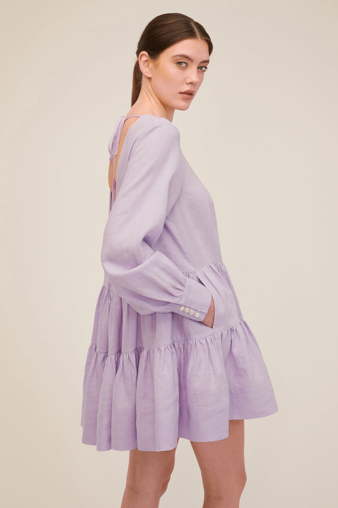 Daphne Linen Trapeze Mini Dress | MARISSA WEBB