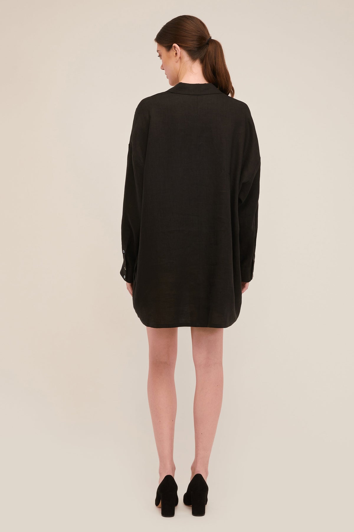 Amanda Blazer Linen Tunic in Black | MARISSA WEBB