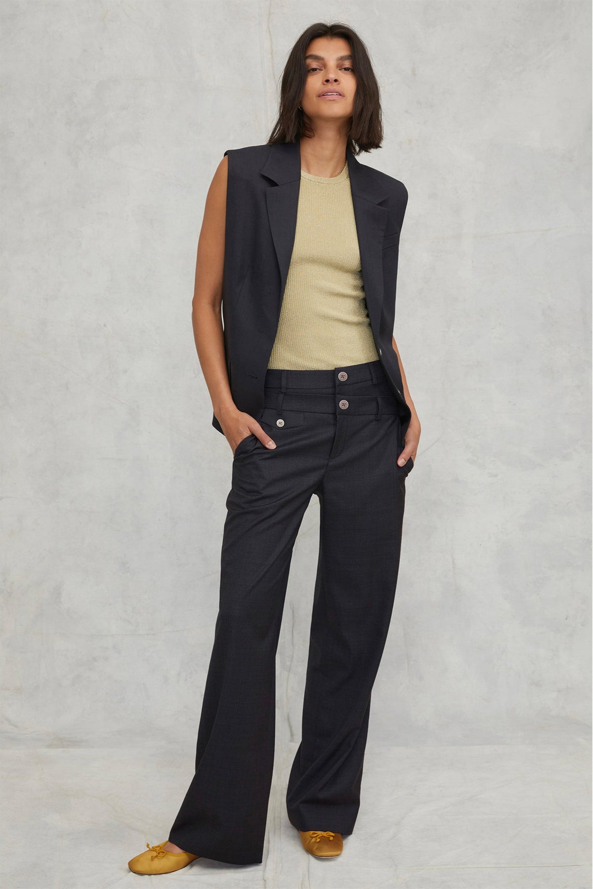 Obie Asymmetrical Double Waist Trouser | MARISSA WEBB
