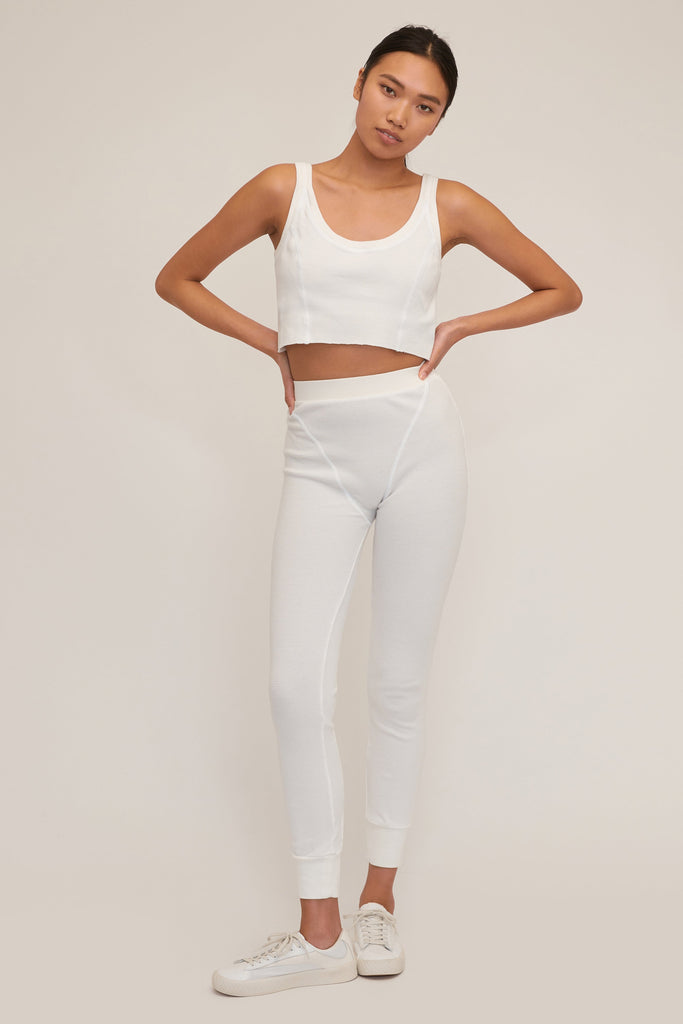Stretch Waffle Beau Seamed Cropped Tank in Off White | MARISSA WEBB
