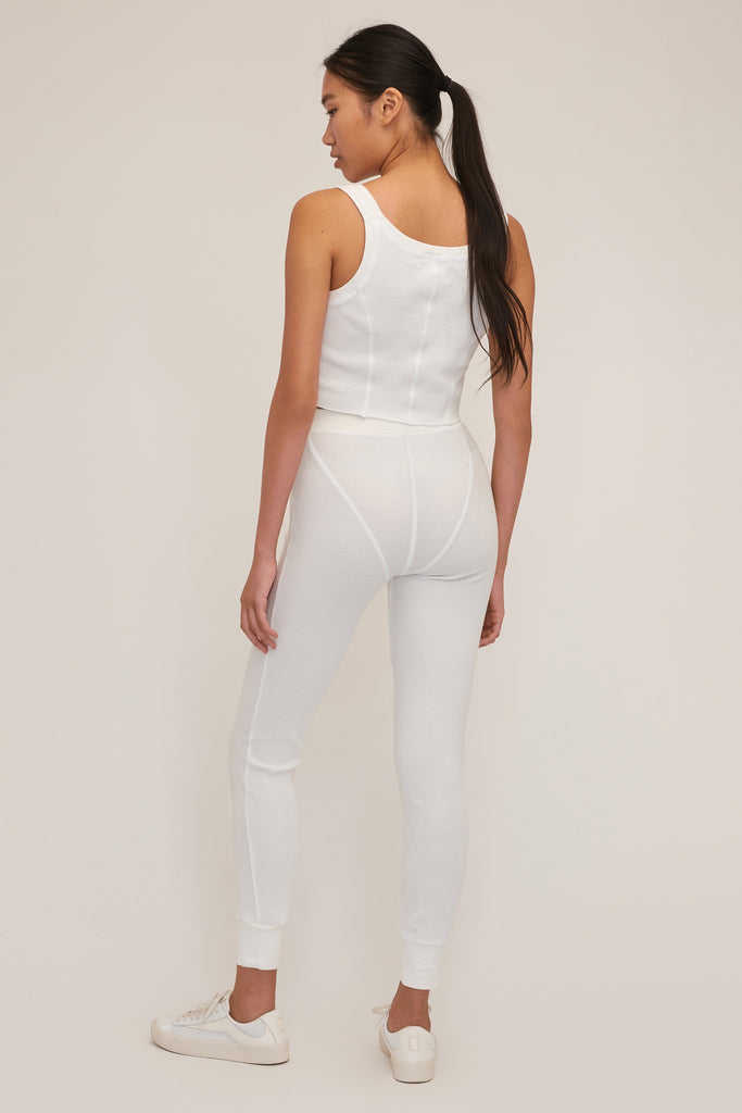 Stretch Waffle Aden Seamed Pant in Off White | MARISSA WEBB