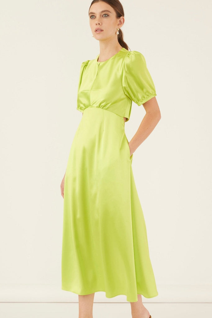 Open Back Satin Midi Dress