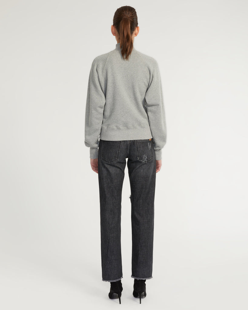 French Terry Funnel Neck Zip Sweatshirt - Heather Grey