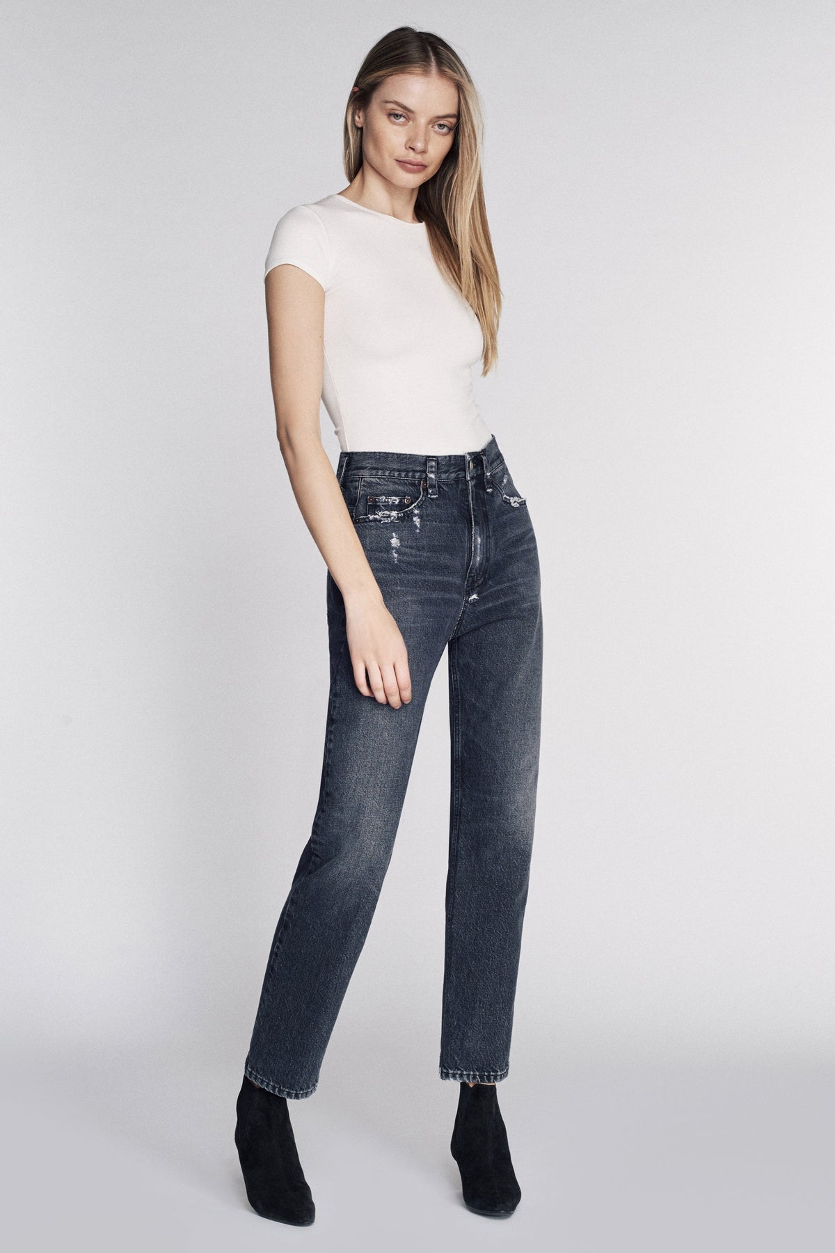 Grant Denim Pant in Faded Black Stone Wash