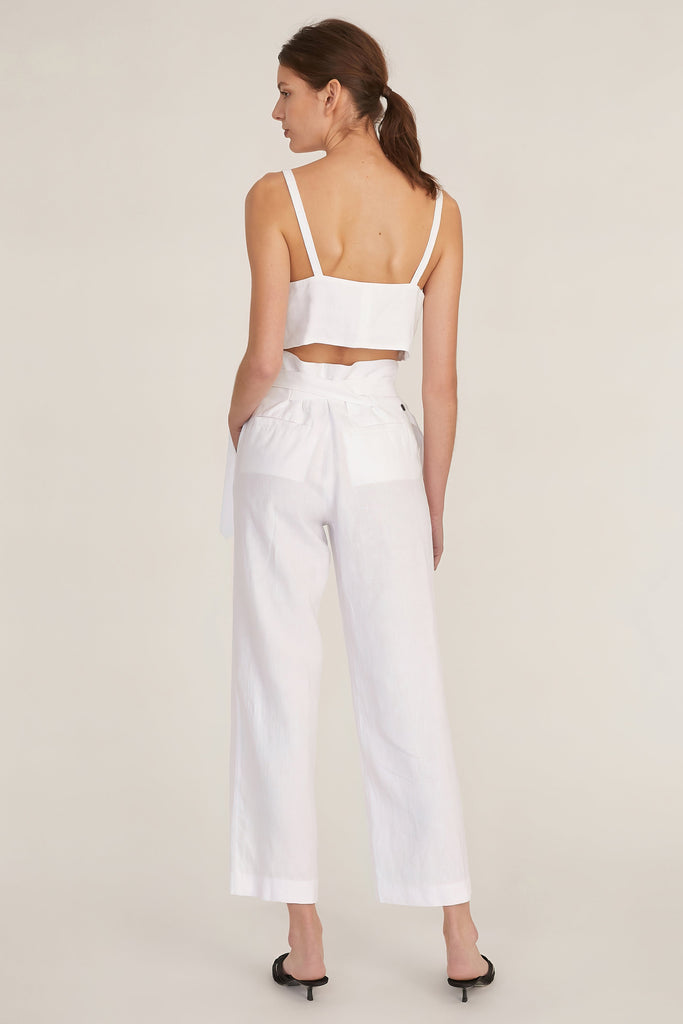 Artie Linen Wrap Pant in Linen White