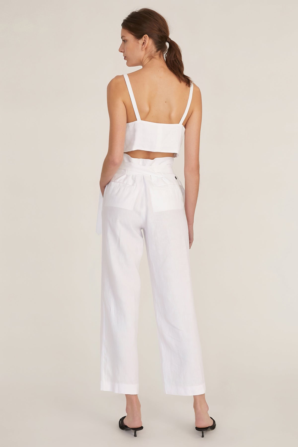 Artie Linen Wrap Pant in Linen White
