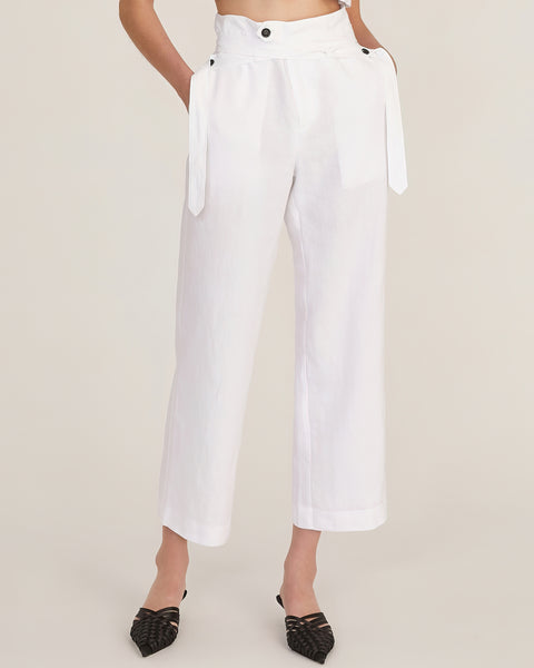 Linen wrap trousers white