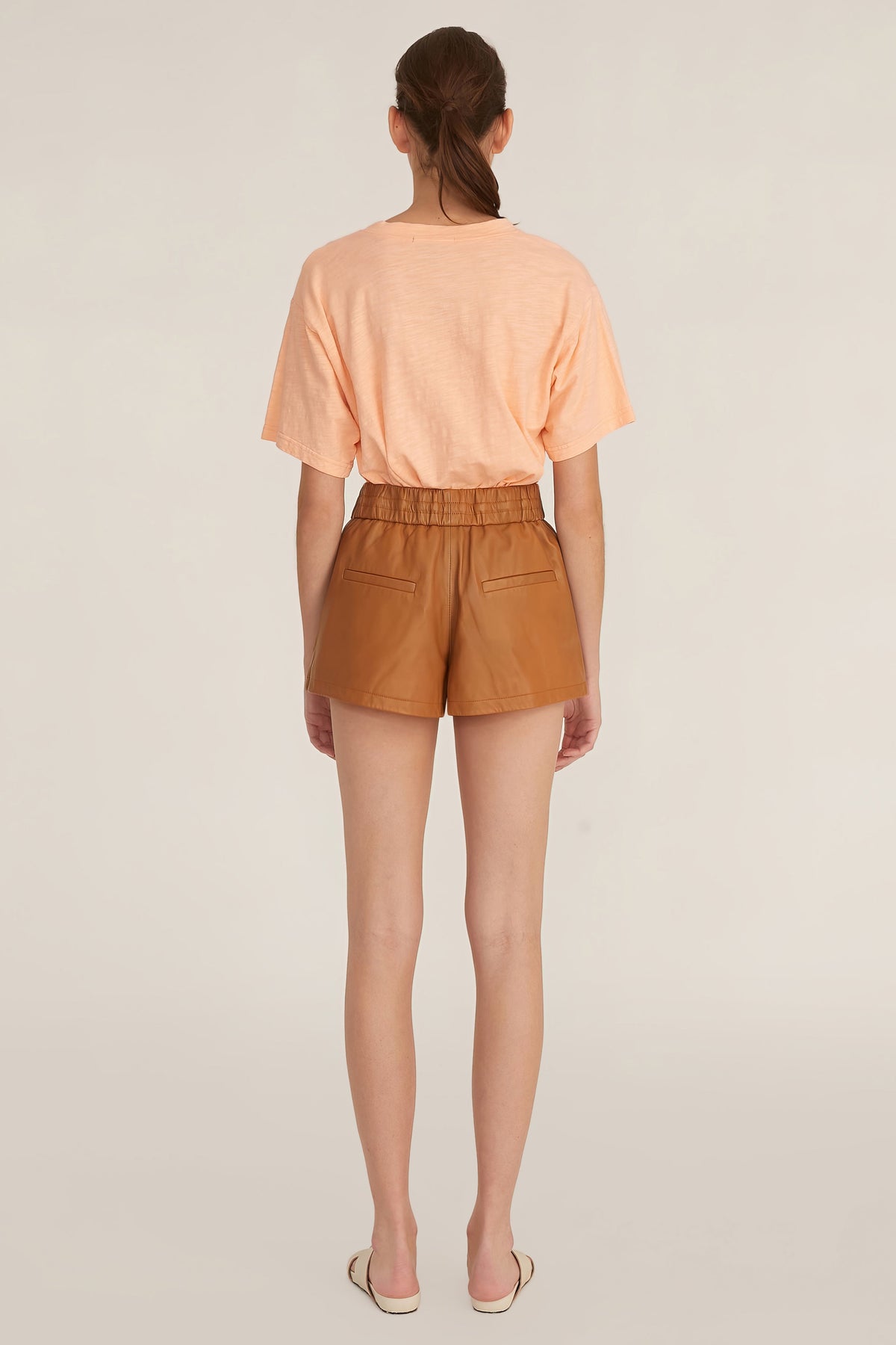 Baxter Leather Boxer Short in Almond