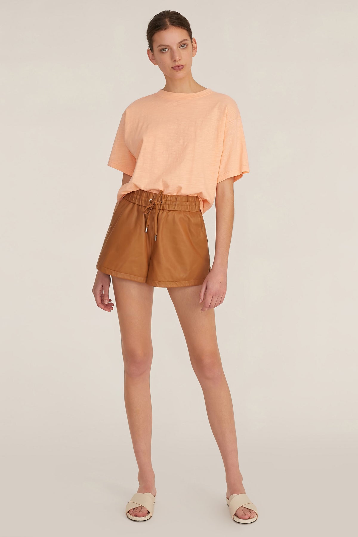 Baxter Leather Boxer Short in Almond