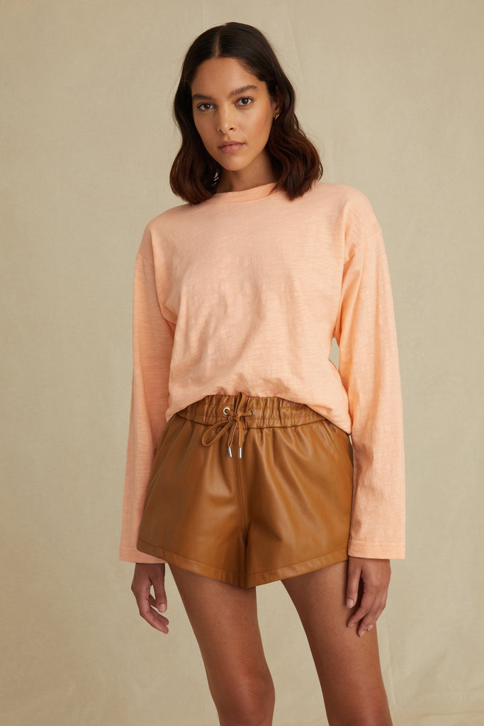 Baxter Leather Boxer Short in Almond
