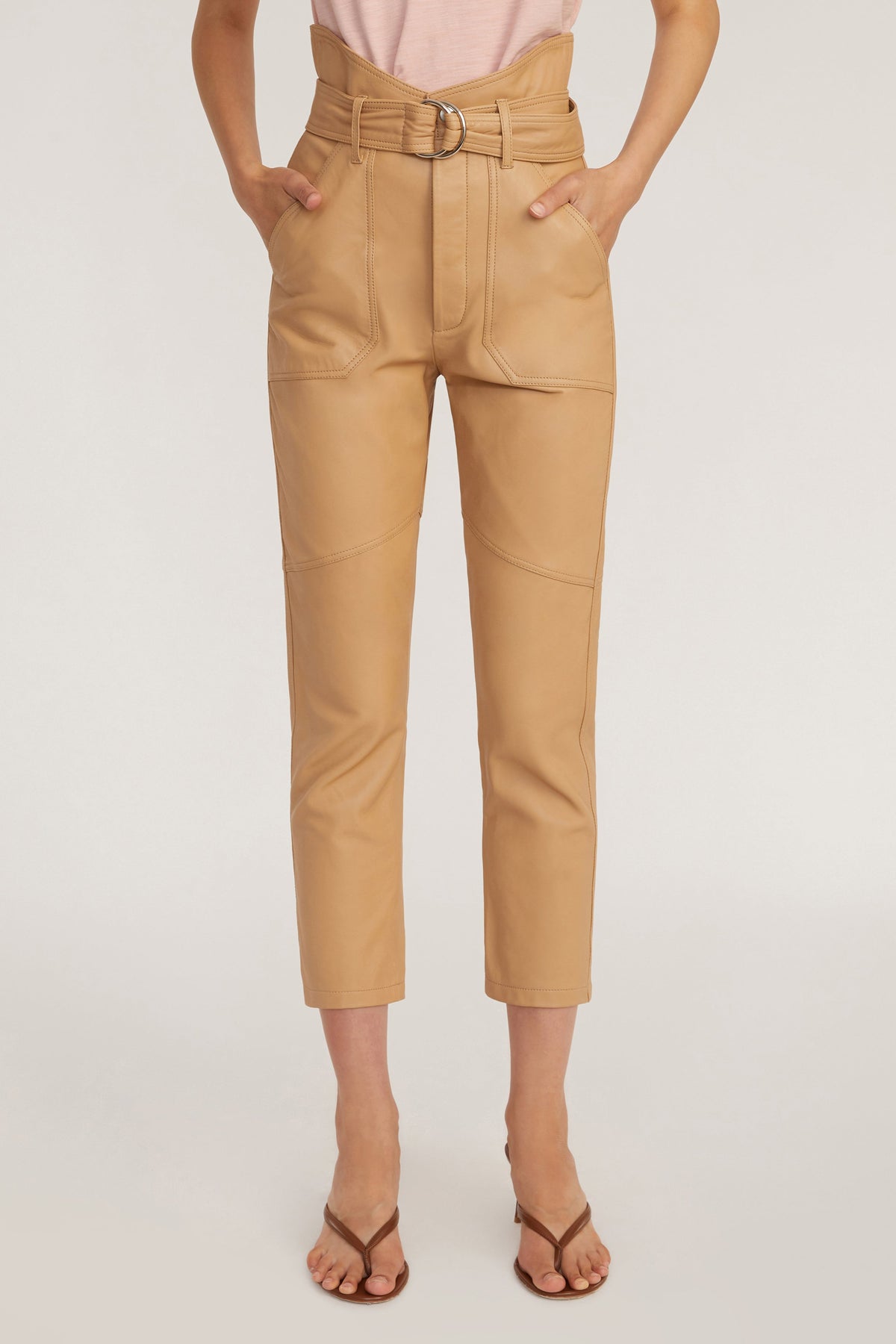 Bennett Patch Pocket Leather Pant in Desert