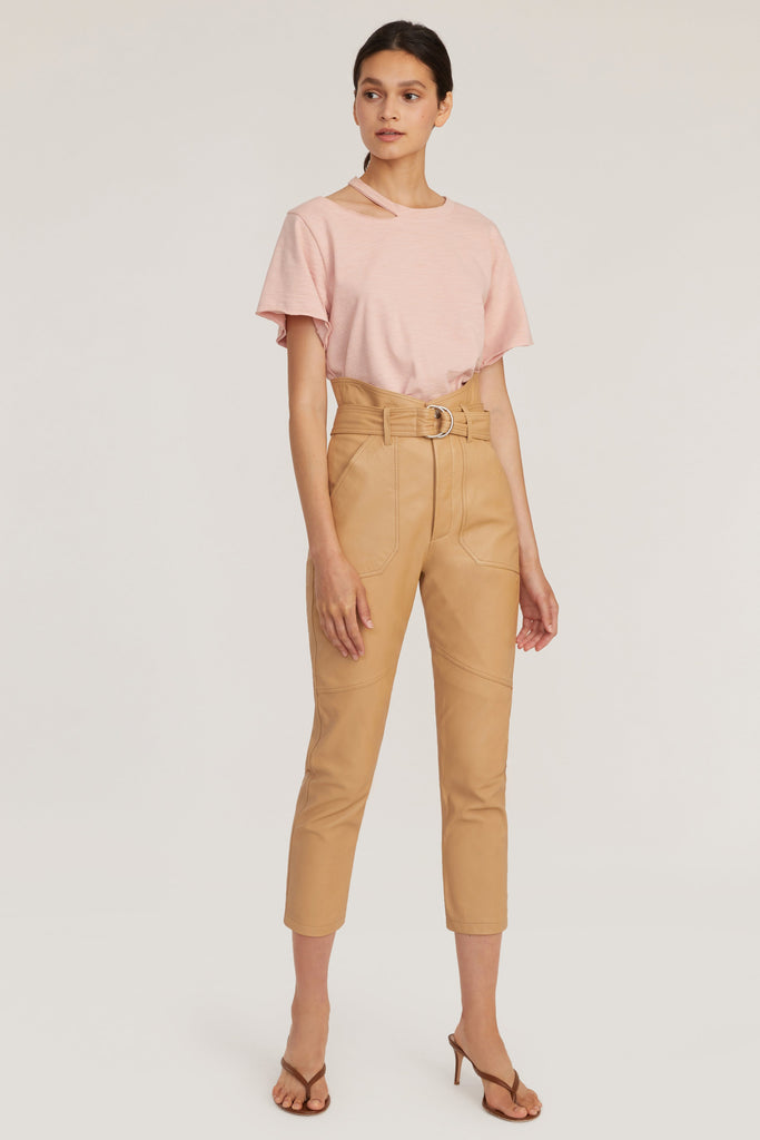 Bennett Patch Pocket Leather Pant in Desert