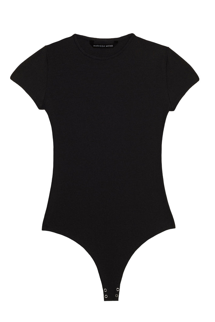 Dani Crewneck Ribbed Bodysuit in Black