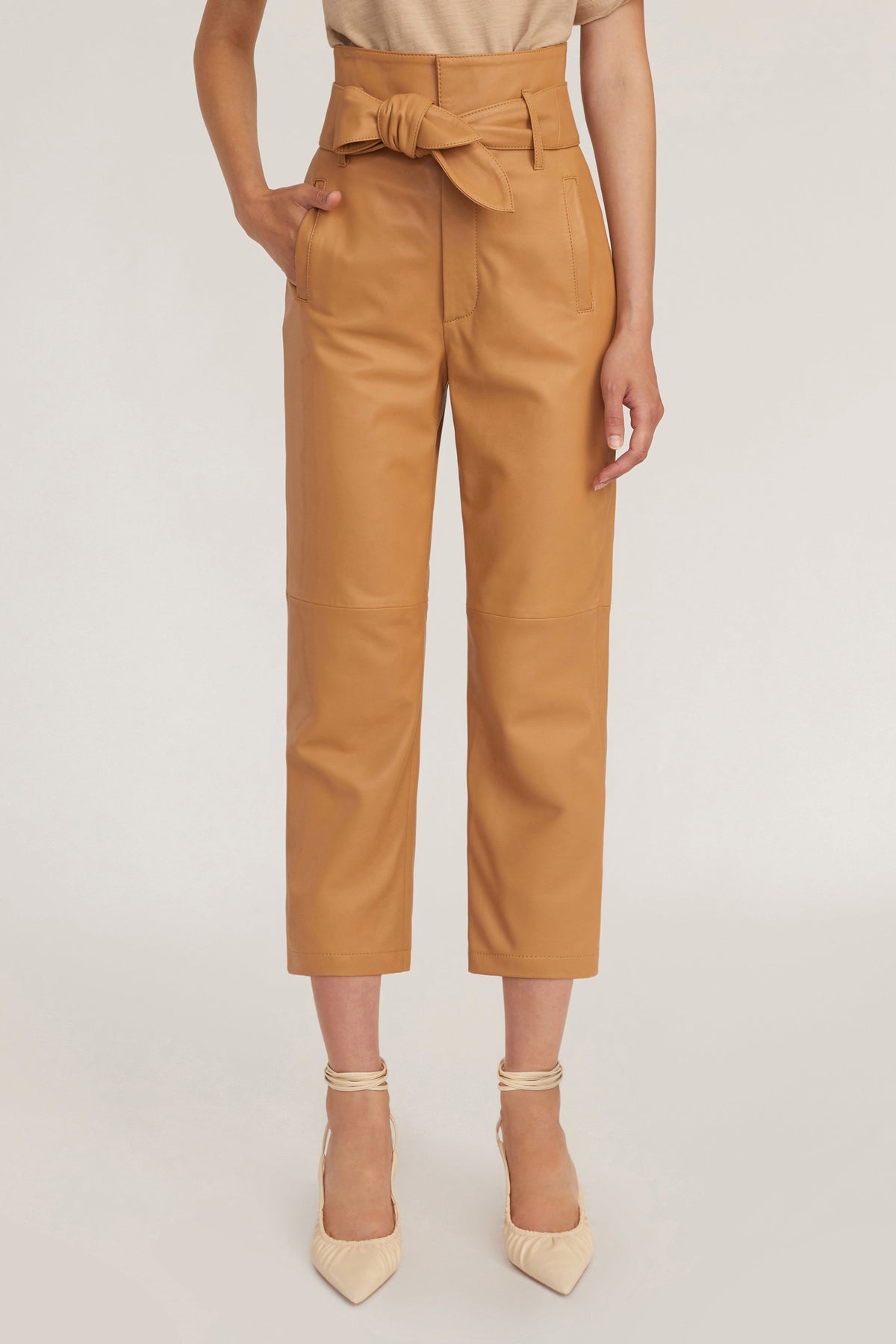 Brennan Leather Pant in Fawn