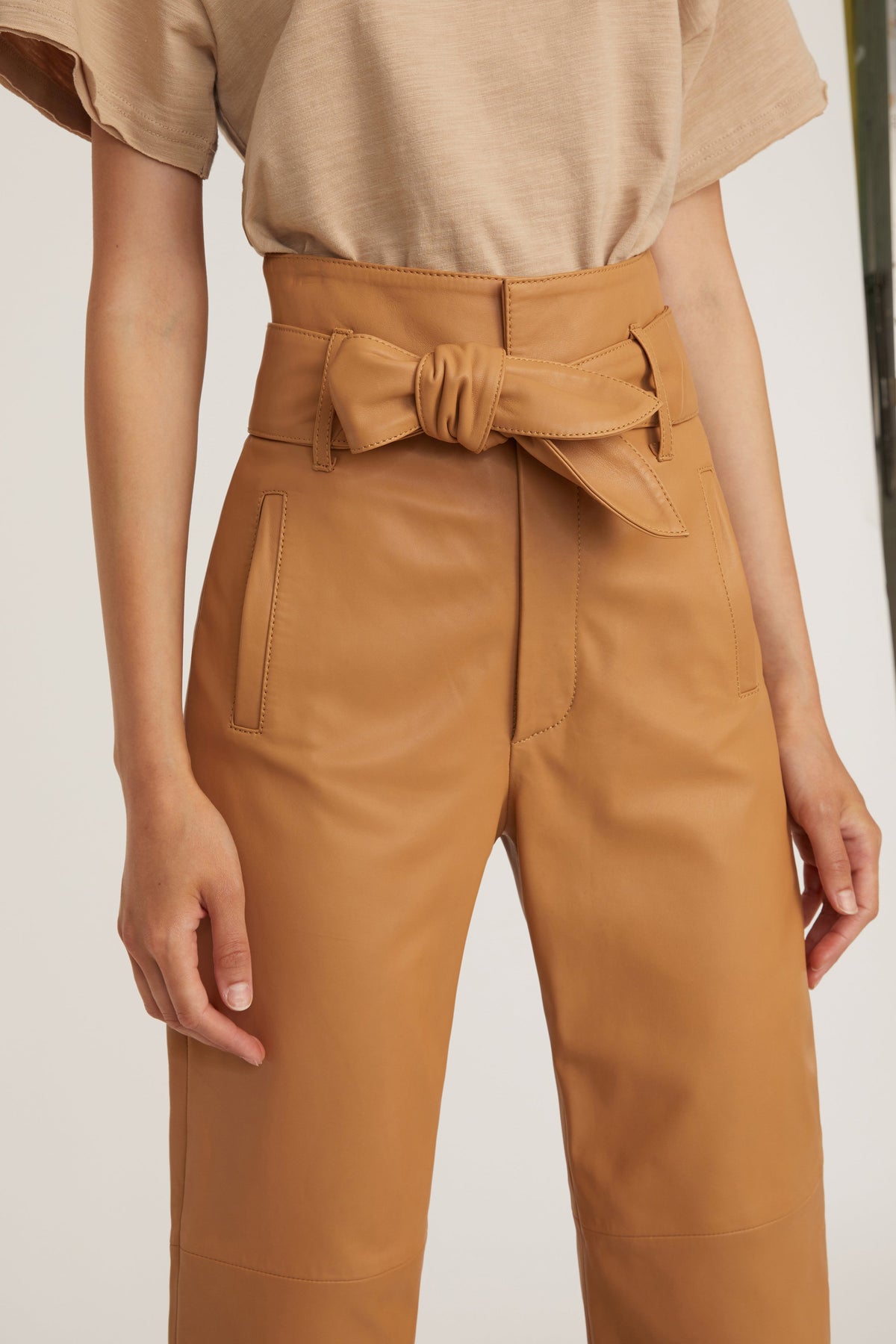 Brennan Leather Pant in Fawn