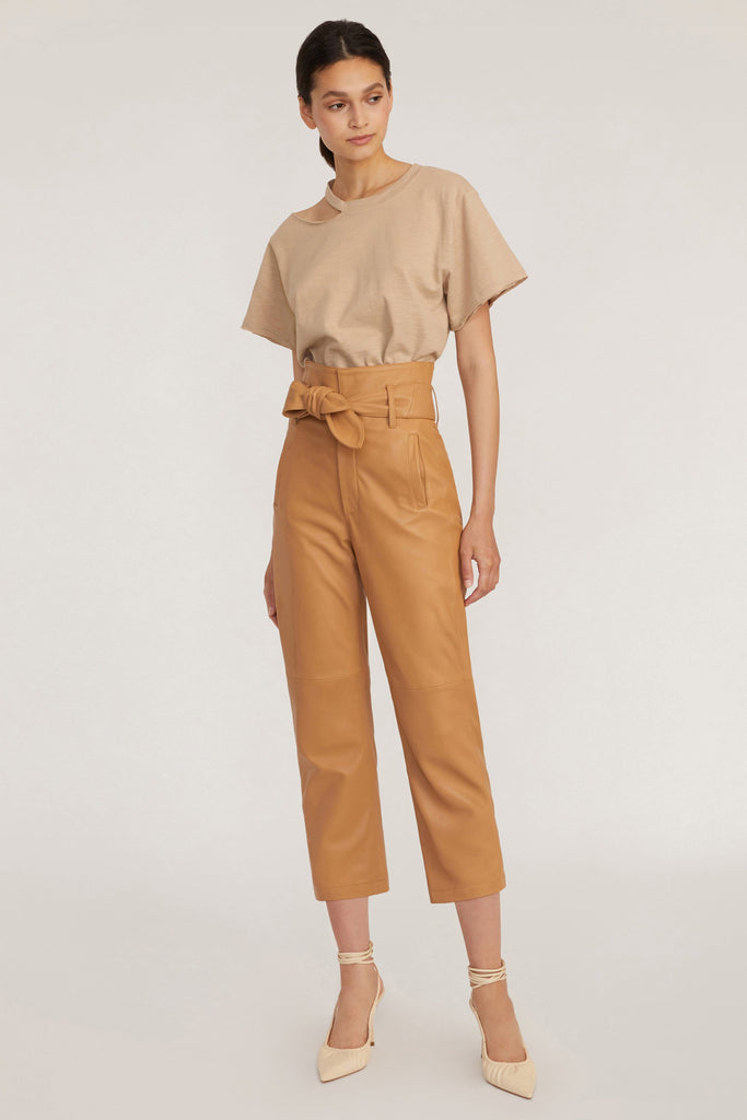 Brennan Leather Pant in Fawn