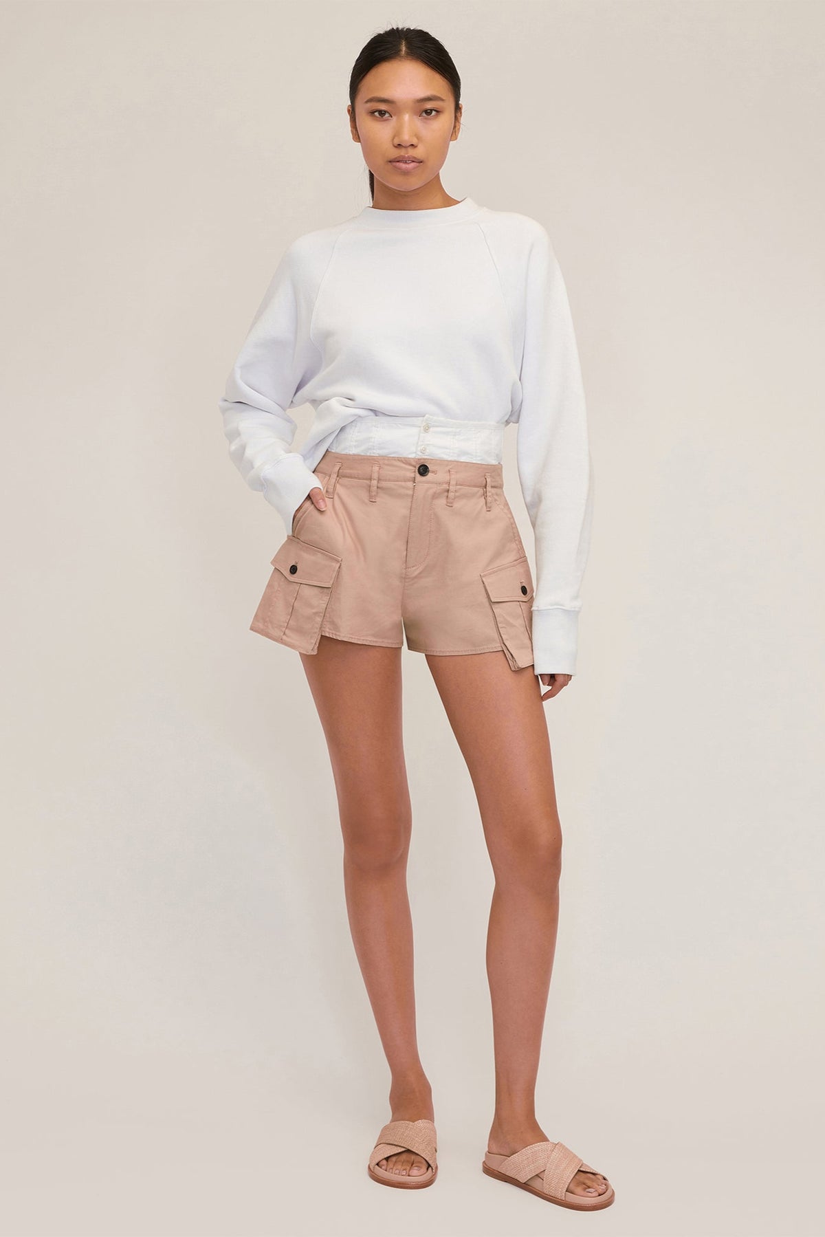 So Uptight Cropped Raglan French Terry Sweatshirt in White