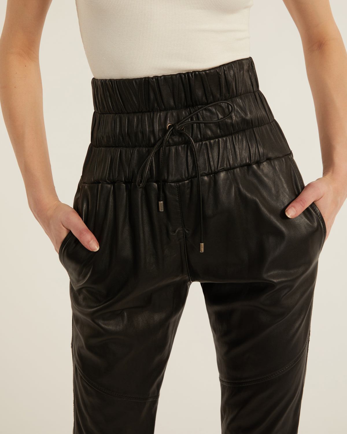 Dalton Leather Jogger in Black