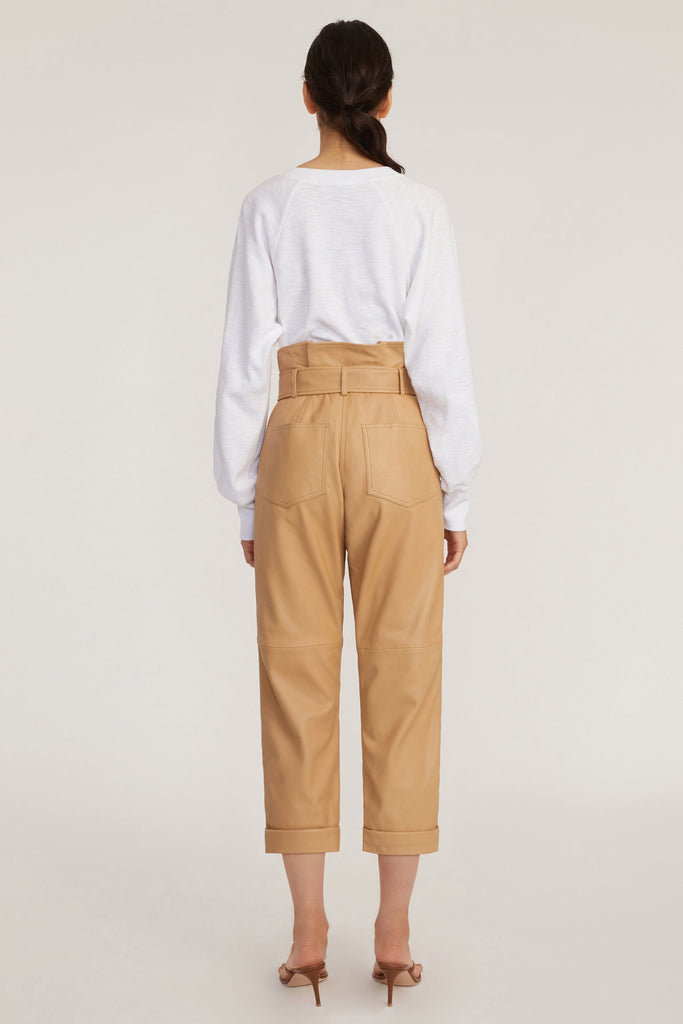 Dixon Leather Paper Bag Cropped Pant in Desert