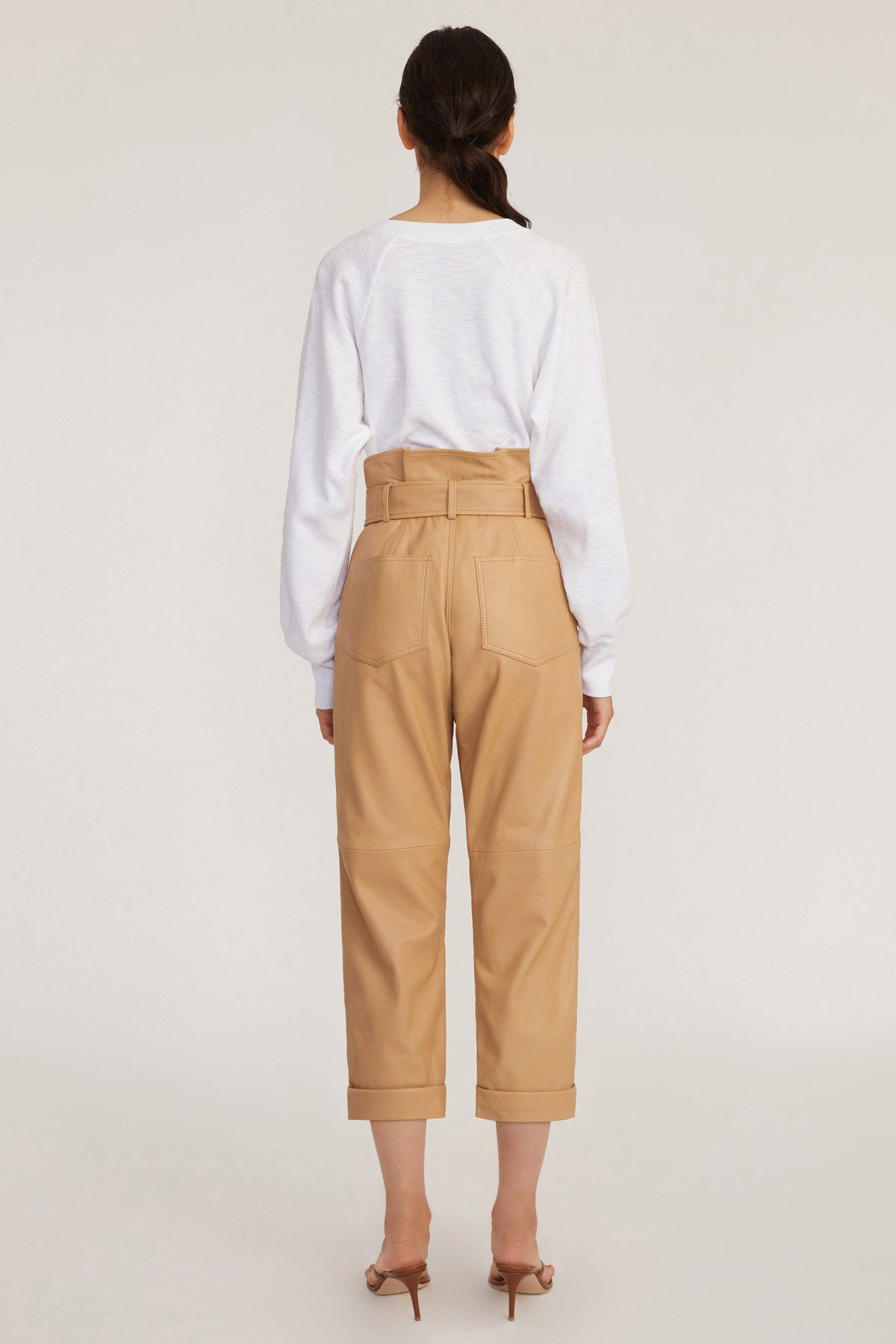 Dixon Leather Paper Bag Cropped Pant in Desert