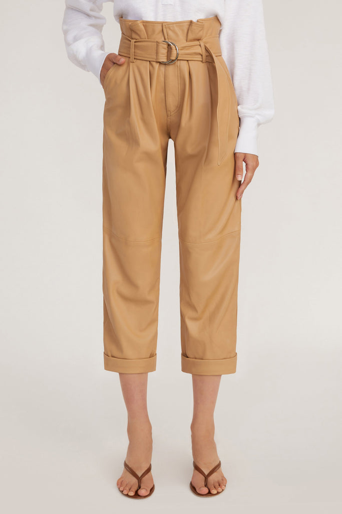 Dixon Leather Paper Bag Cropped Pant in Desert