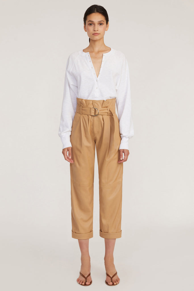 Dixon Leather Paper Bag Cropped Pant in Desert