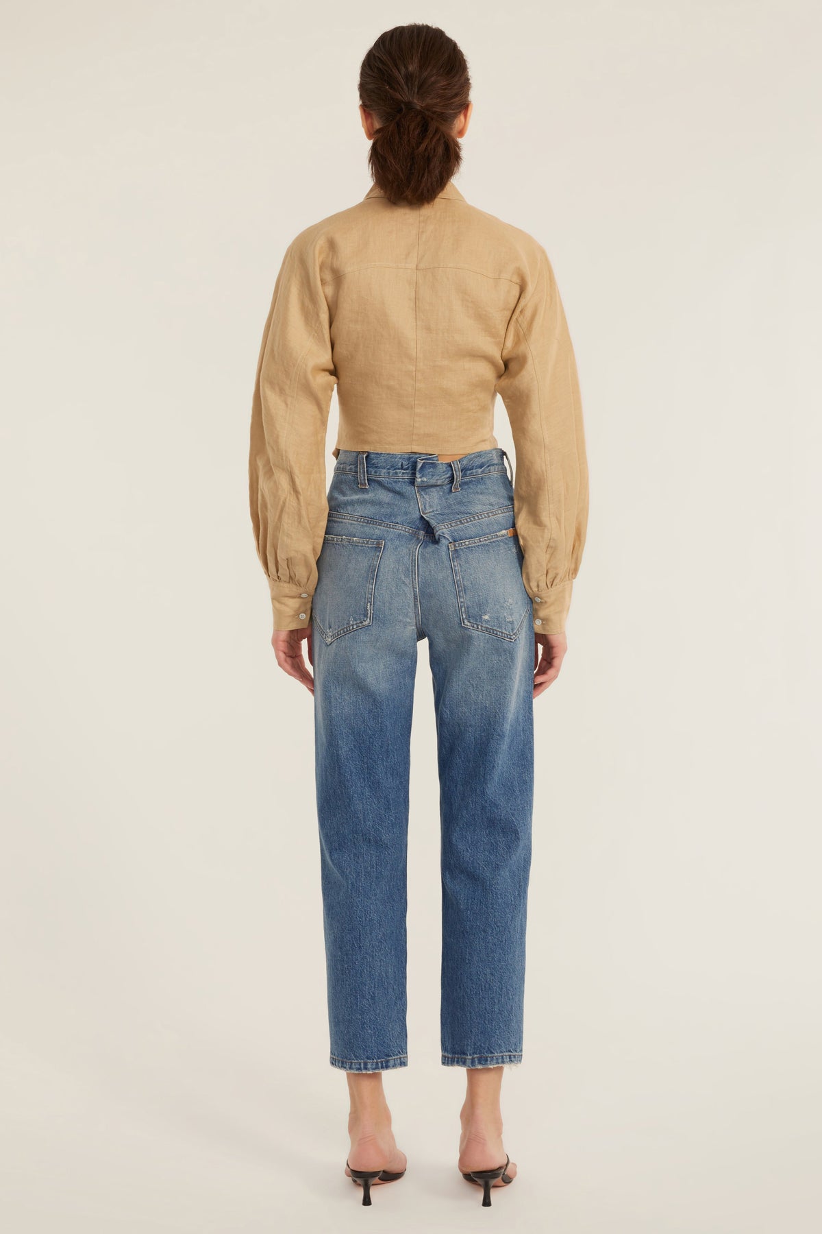 Cropped Button Down Shirt with Ties