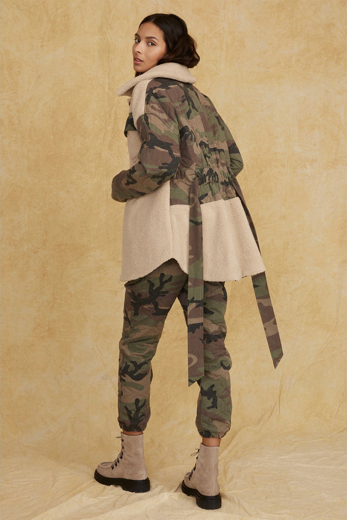Augie Quilted Woodland Camo Sherpa Parka | MARISSA WEBB