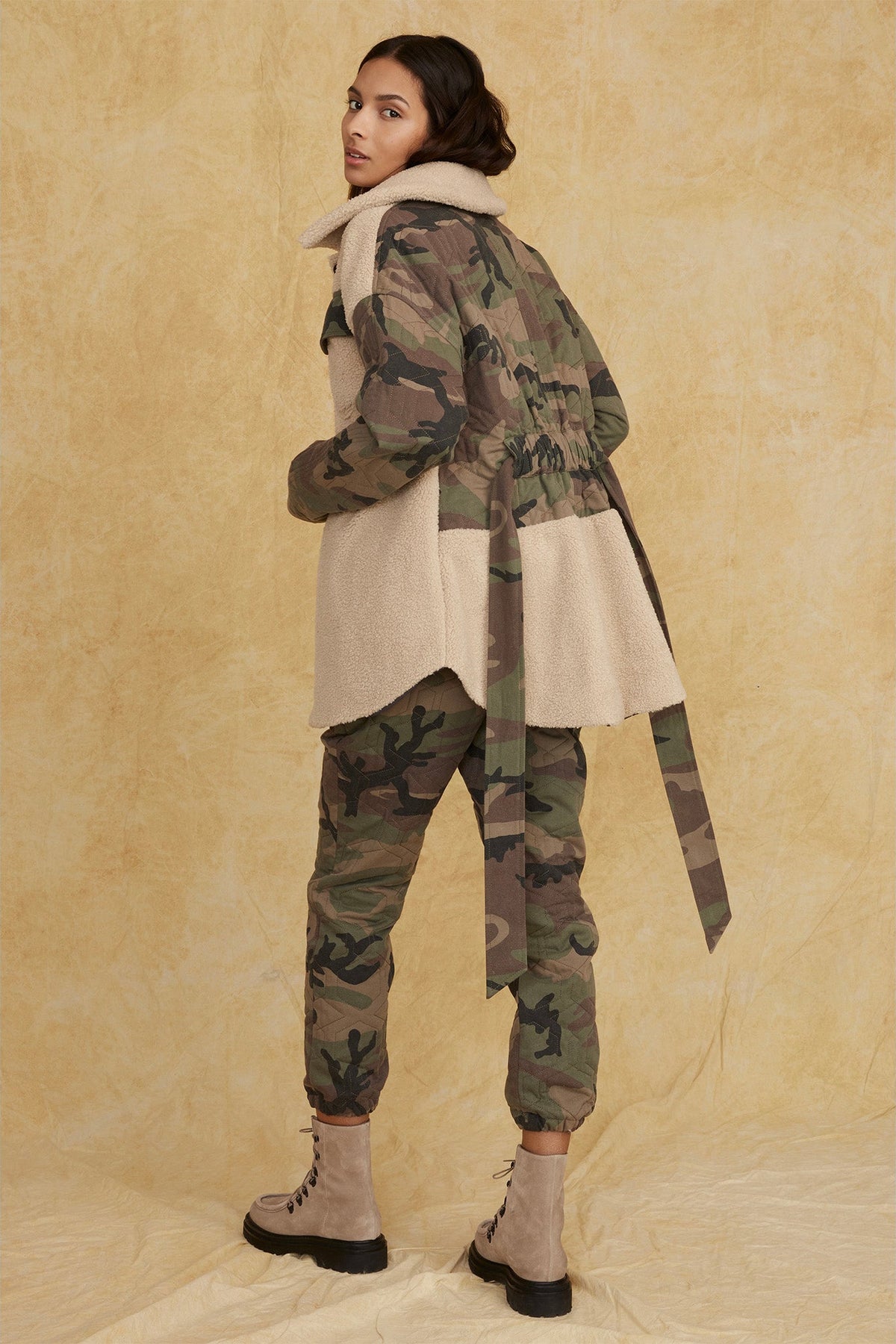 Augie Quilted Woodland Camo Sherpa Parka | MARISSA WEBB