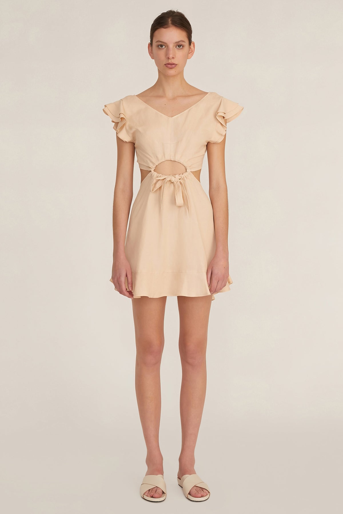 Kaia Linen Blend Cut Out Mini Dress