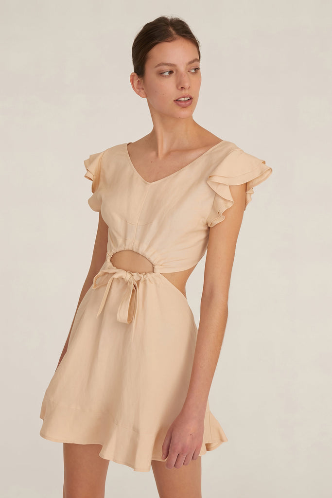 Kaia Linen Blend Cut Out Mini Dress