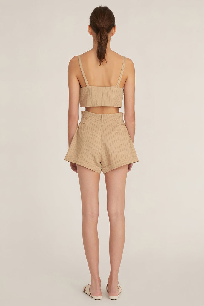 Kenny Pinstripe Button Tab Short