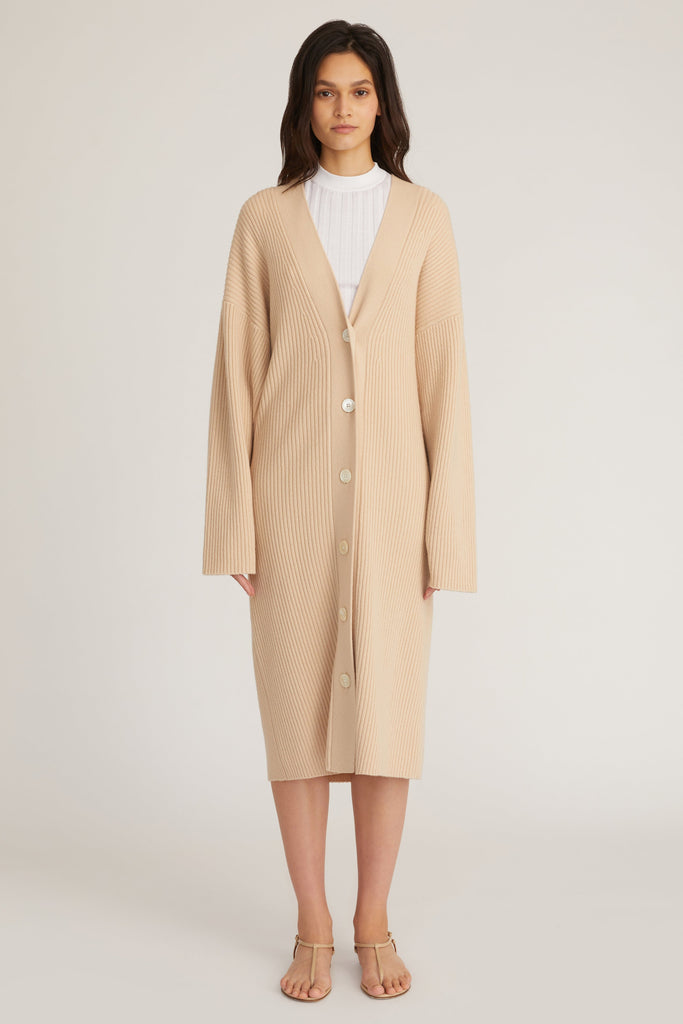 Kyrie Cashmere Blend Midi Cardigan in Affogato
