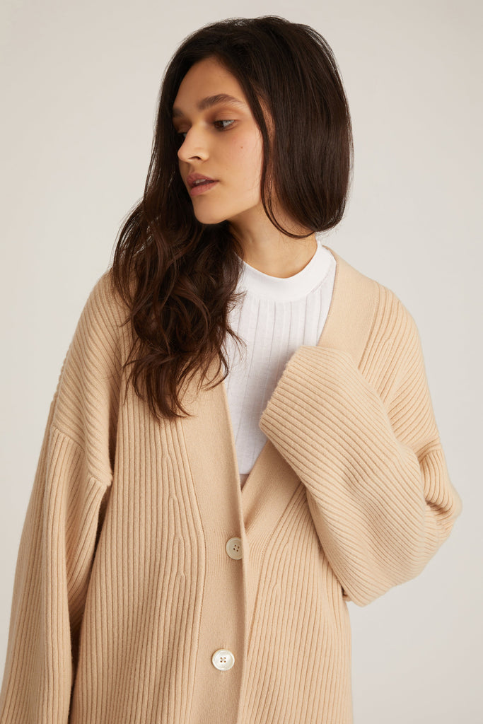 Kyrie Cashmere Blend Midi Cardigan in Affogato