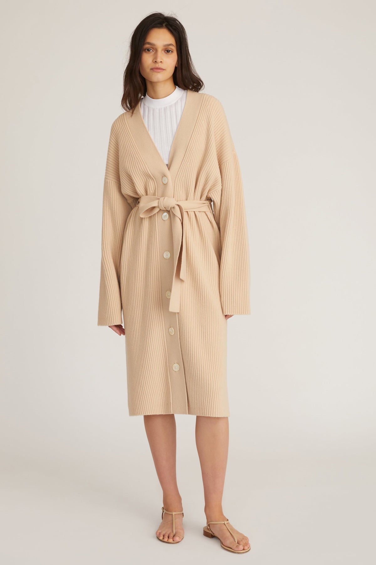 Kyrie Cashmere Blend Midi Cardigan in Affogato