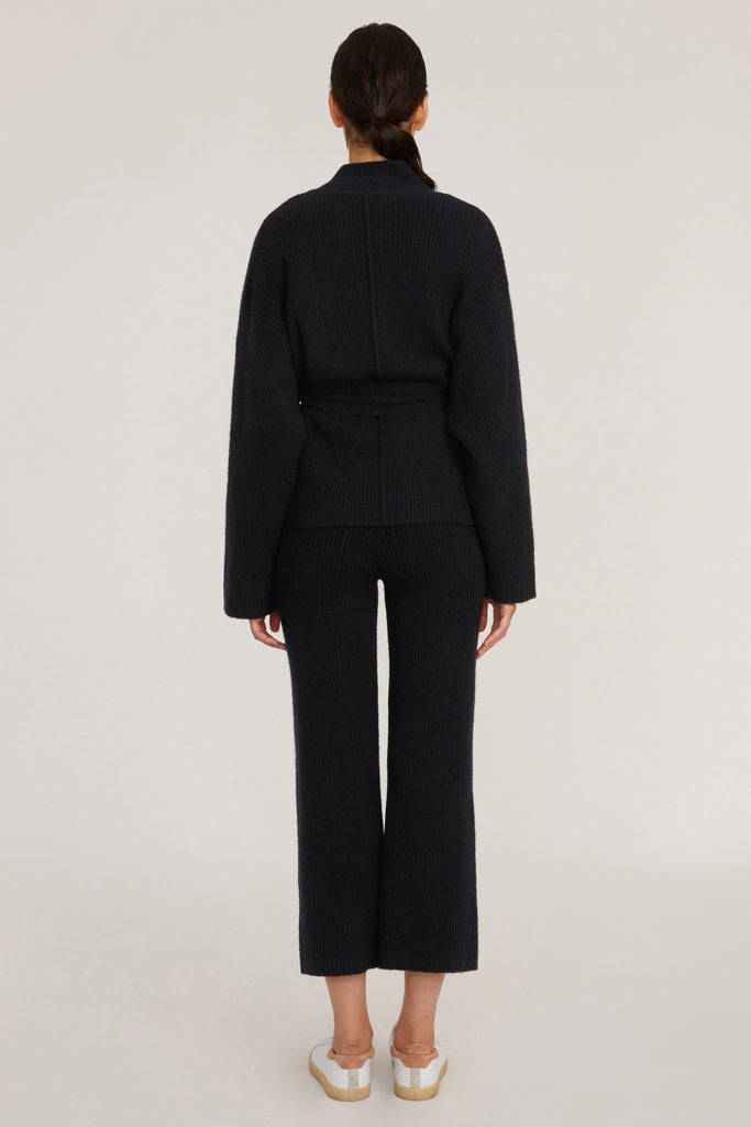 Kyrie Cashmere Blend Cropped Cardigan in Black
