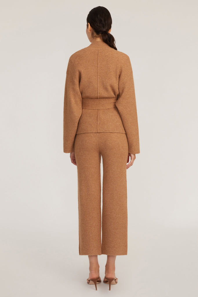 Kyrie Cashmere Blend Cropped Cardigan in Camel