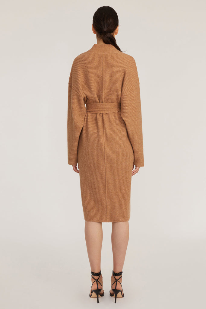 Kyrie Cashmere Blend Midi Cardigan in Camel