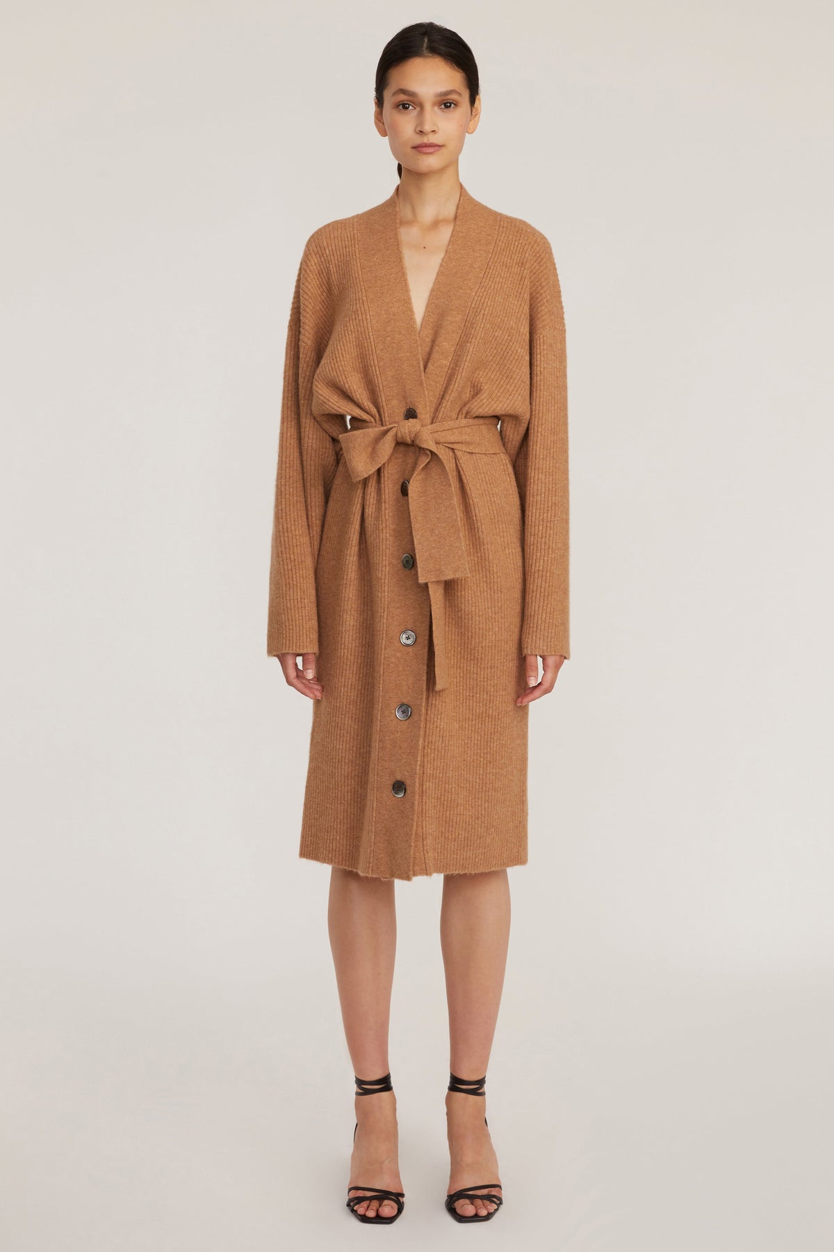 Kyrie Cashmere Blend Midi Cardigan in Camel
