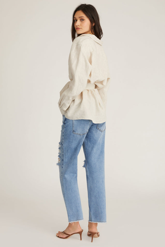Layne Linen Tuxedo Top in Flax