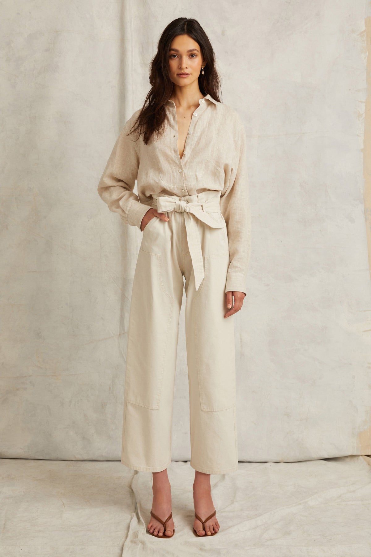 Layne Linen Tuxedo Top in Flax